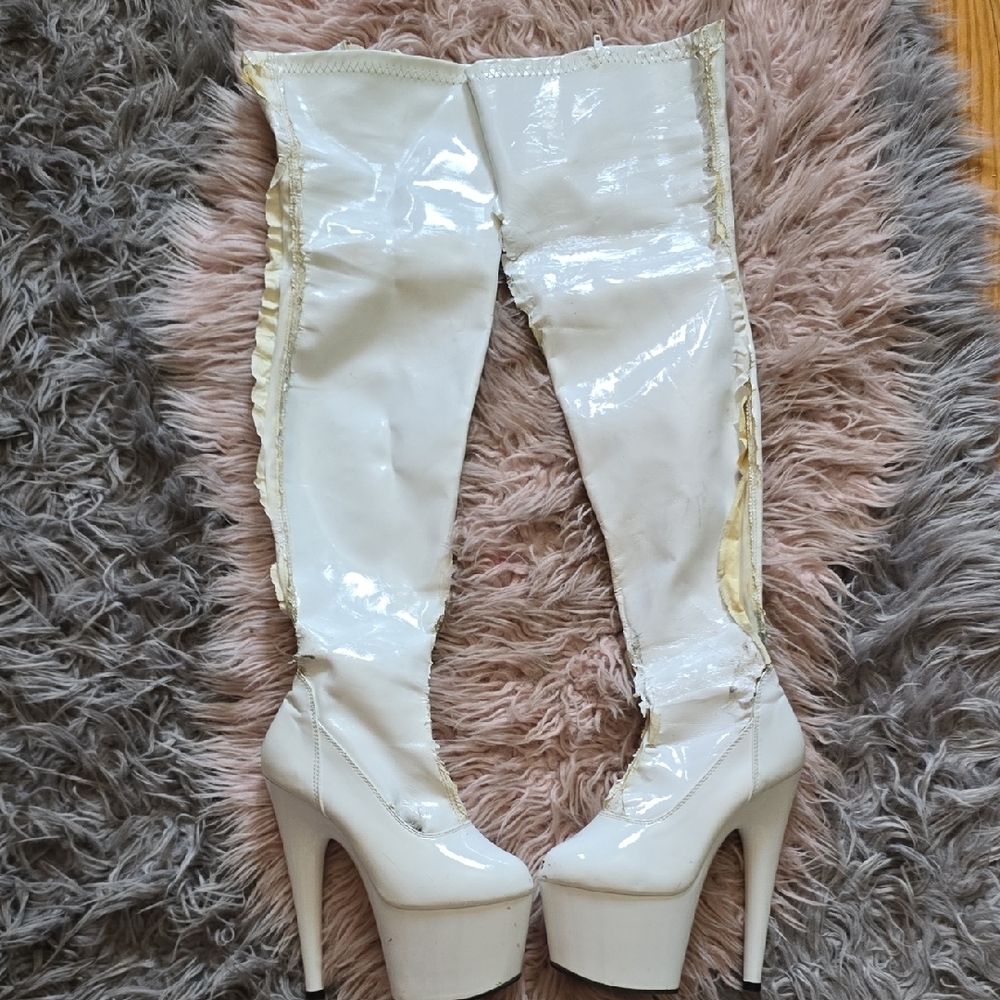 Pleasers White Platform Knee-High Boots